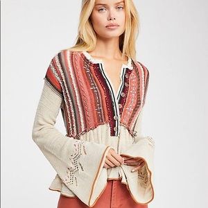 Free People Meadow Lakes Bohemian Knit Top